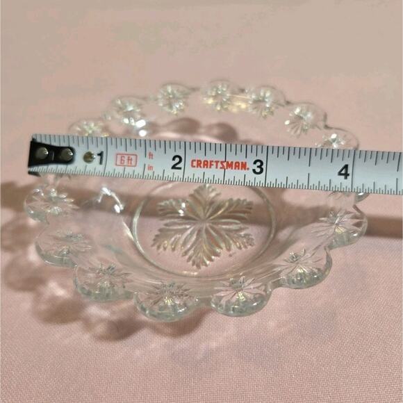Antique Duncan Miller Clear Glass Small Bowl Set Diamond Ridge Pattern Starburst - Picture 8 of 8